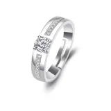 Couples Silver Zircon Hexagram Fashion Jewelry Inlaid Diamond Adjustable Size Women Ring