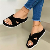 Fabric Bow Knot Platform Sandals Slip On Open Toe Slippers