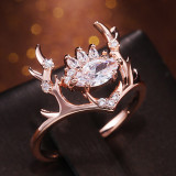 Antlers Crown Zircon Fashion Jewelry Inlaid Diamond Women Ring