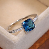 Silver Square Fashion Jewelry Inlaid Diamond Women Ring