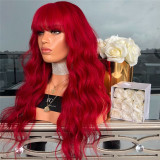 Women Long Vibrant Red Wavy Wig