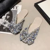 Women Boho Bohemia Flower Bow Tie Closed Toe Leisure Beach Sandalias