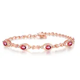 Red Crystal Drop Pendant Chain Jewelry Necklaces Women Rings Jewelry Sets