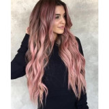 Women Lovely Pink Ins Split Wavy Wigs