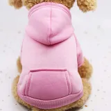 Pet Small Dog Solid Color Hooded Sweatshirt with Pocket Puppy Cloth