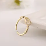 Gold Zircon Double Loop Cross Fashion Jewelry Inlaid Diamond Adjustable Size Women Ring