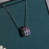 Sterling Silver Transfer Beads Rhinestone Pendant Necklace