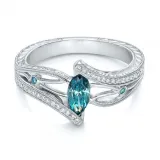 Silver Zircon Topaz Women Ring Eternity Engagement Wedding Band With Gift