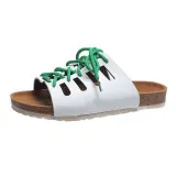 Women Open Toe Cross Tie Hollow Out Flat Sandal Slipper