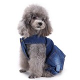 Pet Dog Cloth Denim Overall Poodle Teddy Fashion Out door Cloth