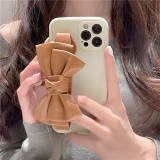 Pure Color Drop Proof Phone Case for iPhone13 12 11 Pro Max with 3D Bowknot Wristband