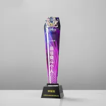 Hexagonal Lotus Style Crystal Trophy Optical Award