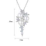 Sterling Silver Pearl Solitaire Zirconia Pendant Necklace
