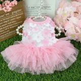 Pet Small Dog Poodle Sequin Mesh Laced Dress Puppy Cloth