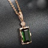 Emerald Cube Pendant Chain Jewelry Necklaces Women Rings Jewelry Sets