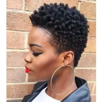 Women Synthetic Black Pretty Short Small Curly Hair Cut Full Wig