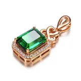 Emerald Clover Pendant Chain Jewelry Necklaces Women Rings Jewelry Sets