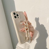 Apricot White Marble Chain Phone Case for iphone13 12 11 Pro Max
