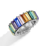 Silver Geometric Zircon Fashion Jewelry Inlaid Diamond Women Ring