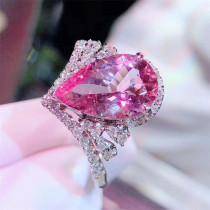 Zircon Pink Crown Fashion Jewelry Inlaid Diamond Adjustable Size Women Ring