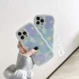 Oil Painting Flower Drop Proof Phone Case for iPhone13 12 11 Pro Max with Flowers Bracelet