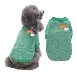 Pet Small Dog Long Sleeve Rainbow Printed Solid Color Sweater Puppy Cloth