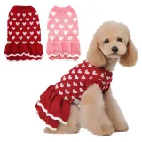 Pet Dog Cloth Love Heart Sweater Dress Dalily Outgoing Suit