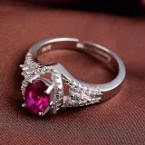 Zircon Red Fashion Jewelry Inlaid Diamond Adjustable Size Women Ring