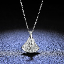 Sterling Silver White Gold Leave Zirconia Diamond Pendant Necklace