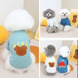 Pet Dog Cloth Poodle Pomeranian Bear and Apple Printed Shirt Cloth