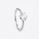 Couples Silver Zircon Hexagram Fashion Jewelry Inlaid Diamond Adjustable Size Women Ring