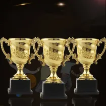 Lidless Carved Rose Plating Plastic Style Metal Trophy Award