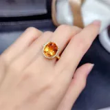 Golden Yellow Zircon Pigeon Egg Fashion Jewelry Inlaid Diamond Adjustable Size Women Ring