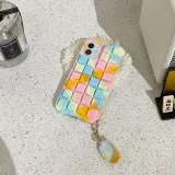 Macarone Keyboard Decompression Silicone Drop Proof Phone Case for iPhone13 12 11 Pro Max with Mouse Pendant