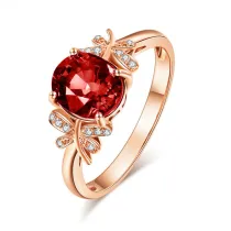 Rose Gold Dragonfly Red Zircon Fashion Jewelry Inlaid Diamond Adjustable Size Women Ring