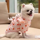 Pet Dog Cloth Bulldog Cute Polka Dot Bear Puppy Cloth with Pocket