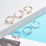 Star Moon 6 Pieces Fashion Jewelry Inlaid Diamond Adjustable Size Women Ring
