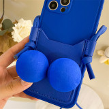 Pure Color Blue Drop Proof Phone Case for iPhone13 12 11 Pro Max with Decompress Soft Ball