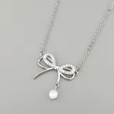 Fashion Luxury Personality Pendant Necklace Jewelry Design Tassel Zircon Bow Necklace