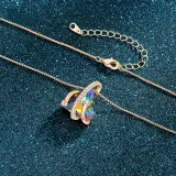 18K Rose Gold Colourful Heart Gemstone Pendant Necklace