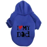 Pet Dog Hoodie Pure Color Clothes I Love My Dad Slogan Warm Sweater