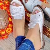 Women Open Toe Fish Mouth Hollow Out Flat Sandal Slipper