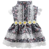 Pet Small Dog Lace Floral Striped Dress Dog Puppy Cloth