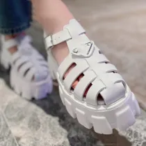 Hollow Out Platform Chunky Heel Back Strap Sandals