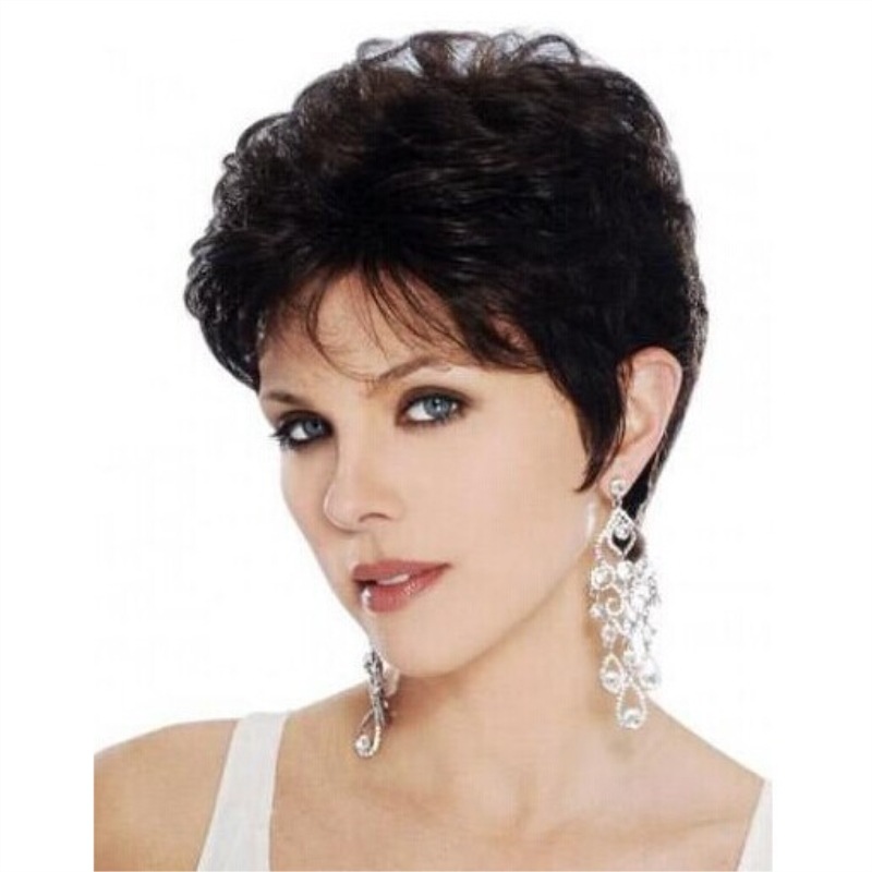 Women Synthetic Pretty Short With Bangs Hair Wigs Cut Full Wig