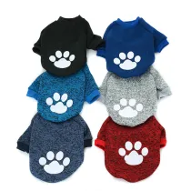 Pure Color Dog Paw Print Fleece Sweater Dog Clothes Pet Clothes
