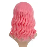 Women Synthetic Short Dye Wavy Hair Wigs Middle Parting Curly Wig