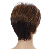 Women Brown Synthetic Pretty Short Curly Hair Bang Wigs