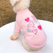 Pet Dog Cloth Heart Pattern Round Collar Shirt Puppy Cloth