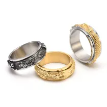 Men Silver Dragon Fashion Jewelry Inlaid Diamond Women Ring